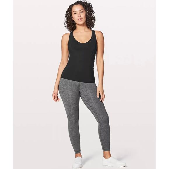 Lululemon Long Breath 2-In-1 Tank Black Criss Cross Size 4 Light Support B/C Cup - Picture 7 of 13